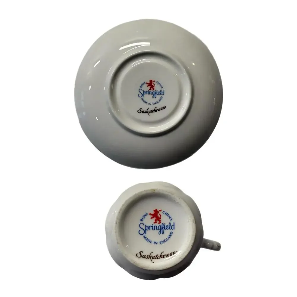 Vintage Saskatchewan, Canada Fine Bone China Teacup & Saucer Souvenir Set